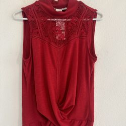 American Rug Red Lace Details Blouse 