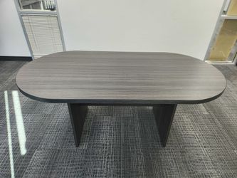 Conference Table - 6ft Oval / Racetrack, Gray Woodgrain