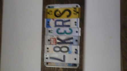 CUSTOM LICENSE PLATE MADE OUT OF RECYCLE PLATES HAND CRAFTED PINE WOOD STAIN