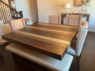 Rustic Farmhouse Dining Set - Table, 6 Chairs, Bench & Buffet