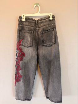 Grey Baggy Jean with Red and White design-Amazon Brand