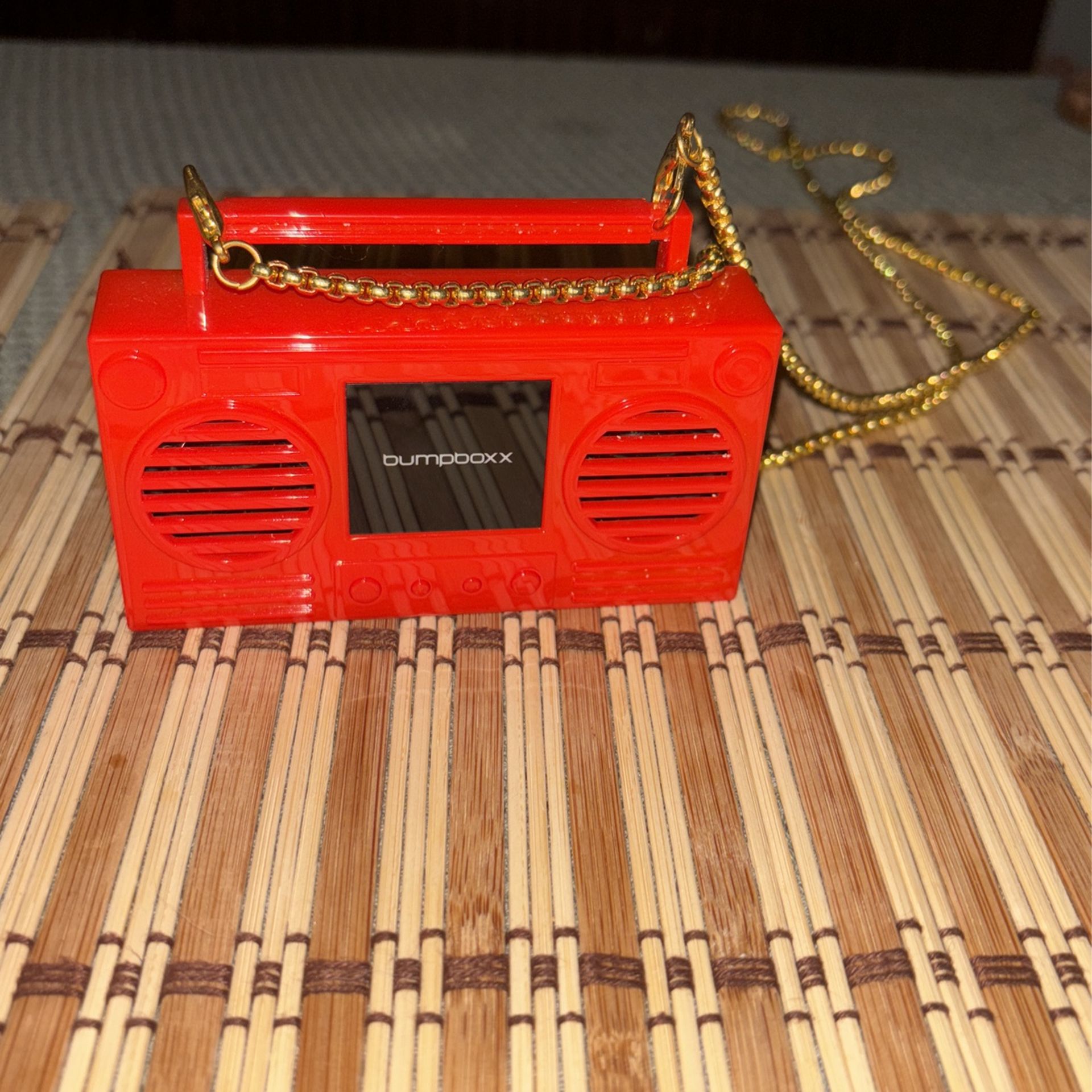 BUMPBOXX Red Bluetooth Wireless Rechargeable Speaker Microboom W/Charger & Chain
