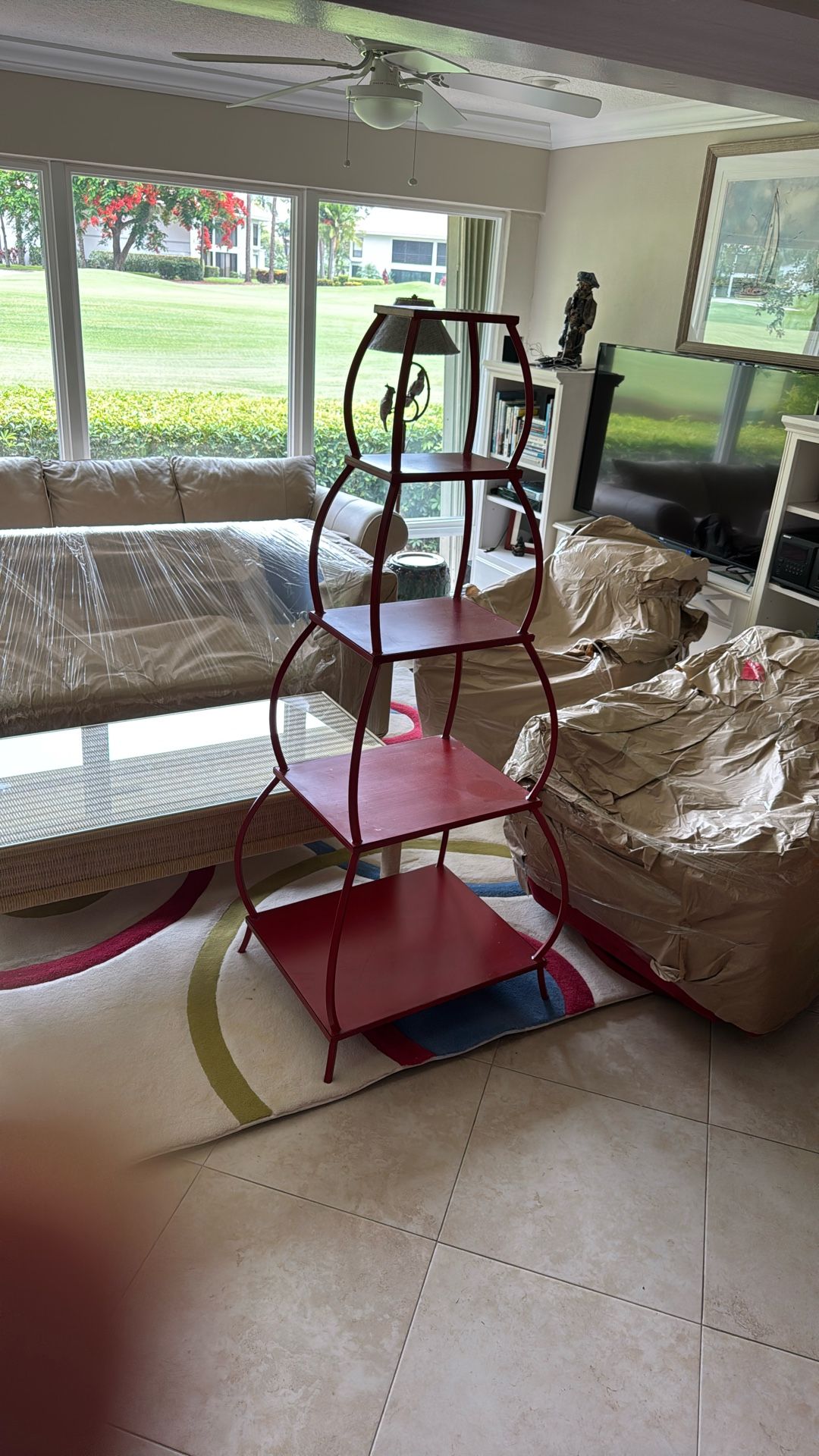 4 Tier Striking Red Decorative Metal Shelfs 