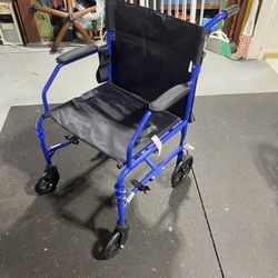 Lightweight Folding Transport Chair — Blue