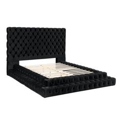 Deskins Low Profile Tufted Upholstered Platform Bed Frame - King - Used - $300