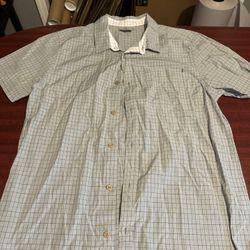 Rusty Shirt Men's Large Blue Grid Check Button Down Adults L