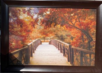 Large Autumn Bridge Framed Wall Art