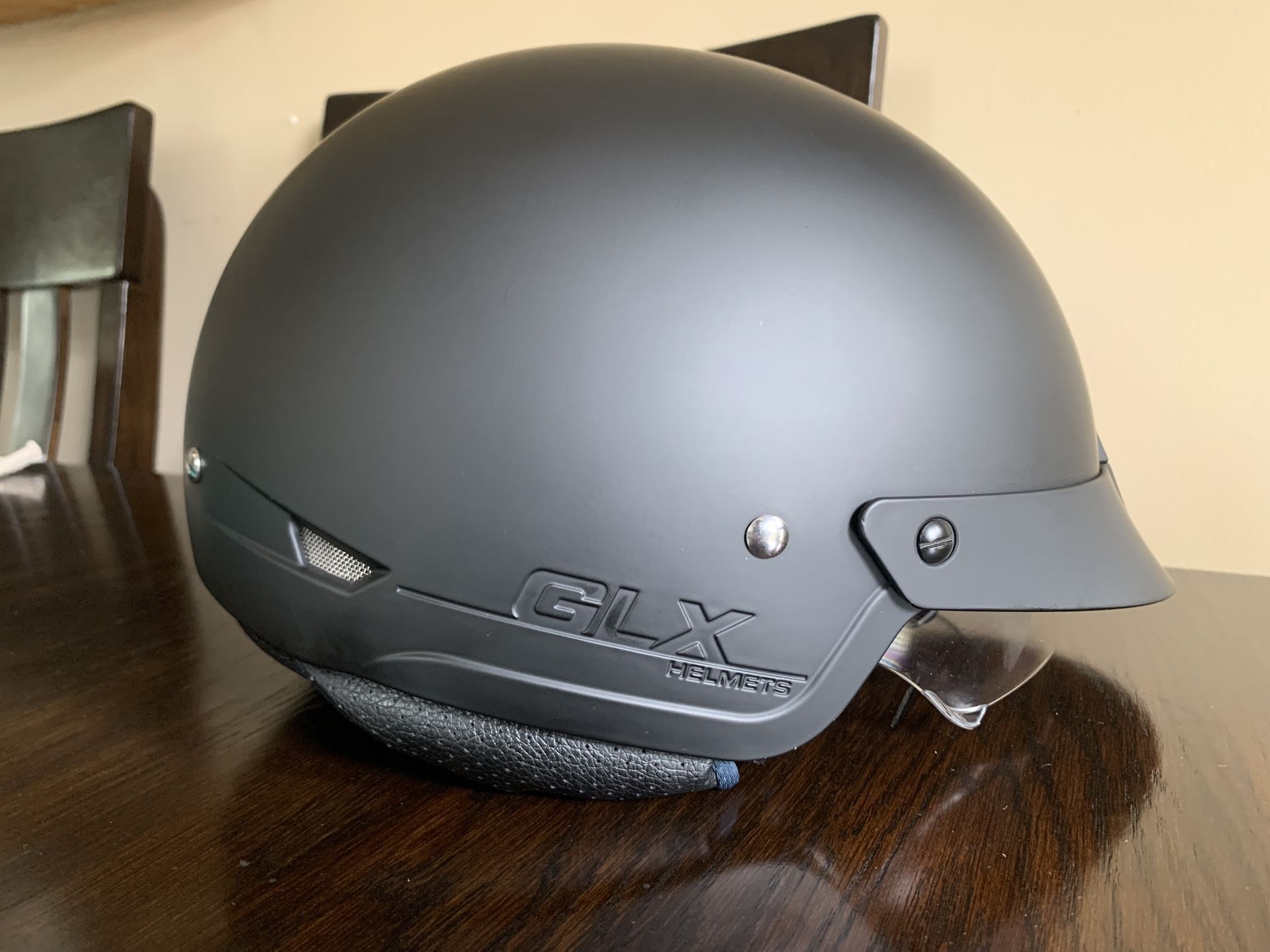 Motorcycle Helmet GLX M14 Open Face Black, Large DOT Approved