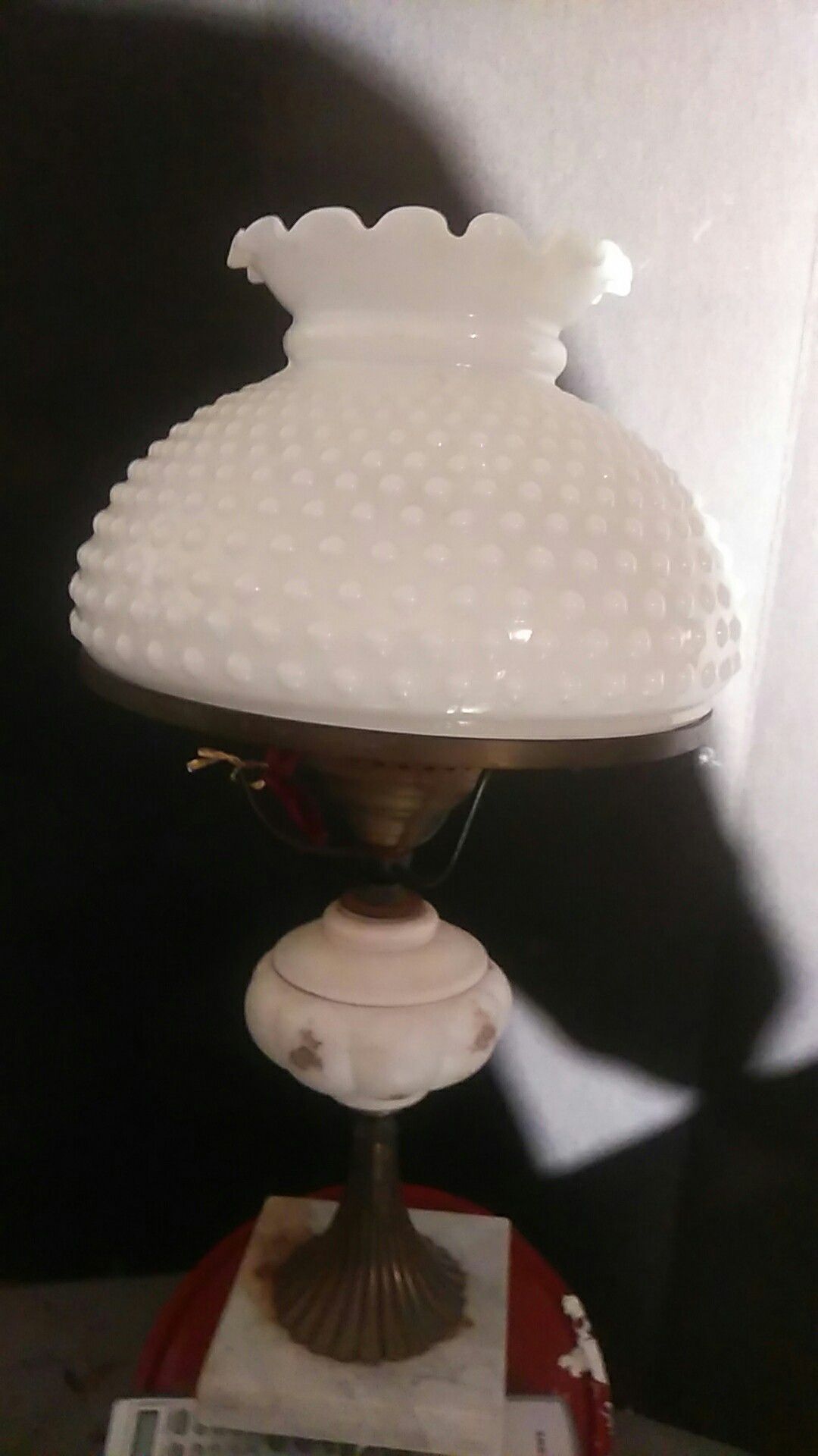 Two Antique lamps Marble base....milk glass shade antique