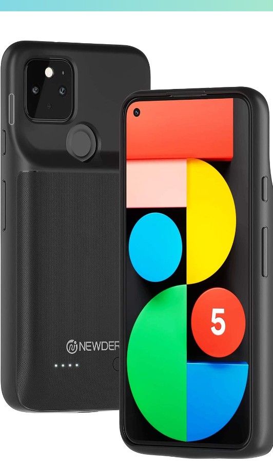 NEWDERY Battery Case for Google Pixel 5 (5G), 4700mAh Slim Portable Protective Extended Charging Case with Full Edge