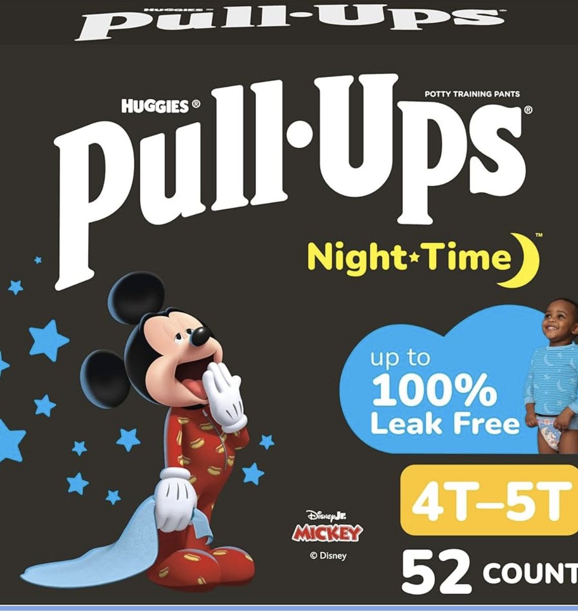 Pull-Ups Boys' Night-Time Potty Training Pants, Size 4T-5T Overnight Training Underwear (38-50 lbs), 52 Ct