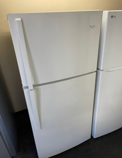 Whirlpool Top Freezer Fridge – White, Clean, Glass Shelves