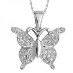 18k White Gold Rhodium,  Over Solid Sterling Silver; Accented With Diamonds 