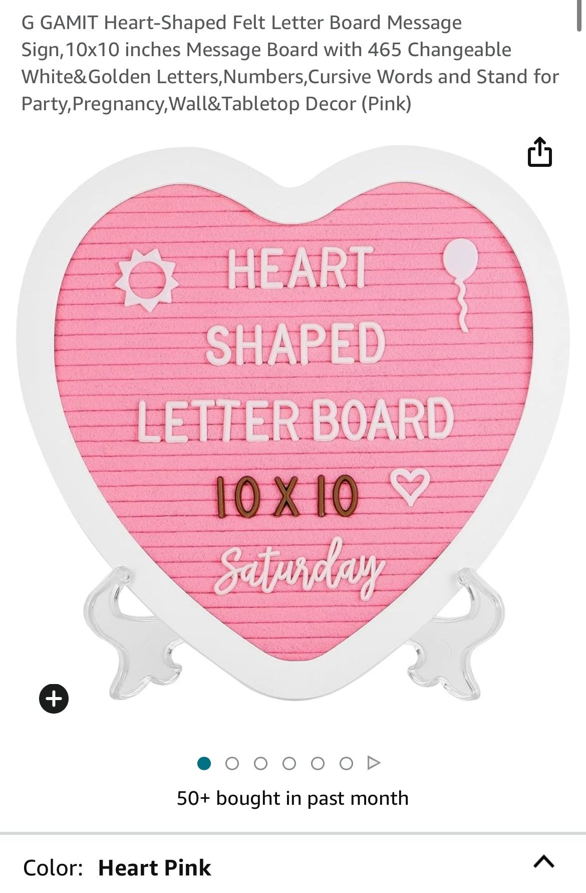 Pink Heart Letter Board