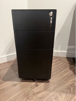 3-Drawer Mobile File Cabinet with Lock – Black Metal Filing Cabinet