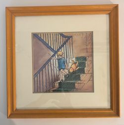 Vtg Winnie the Pooh wood framed picture