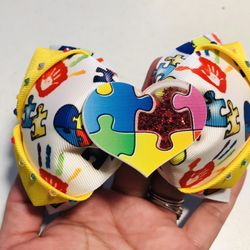 Autism Awareness Hair Bow
