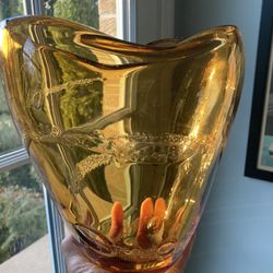Vintage Large Amber Bubble Vase