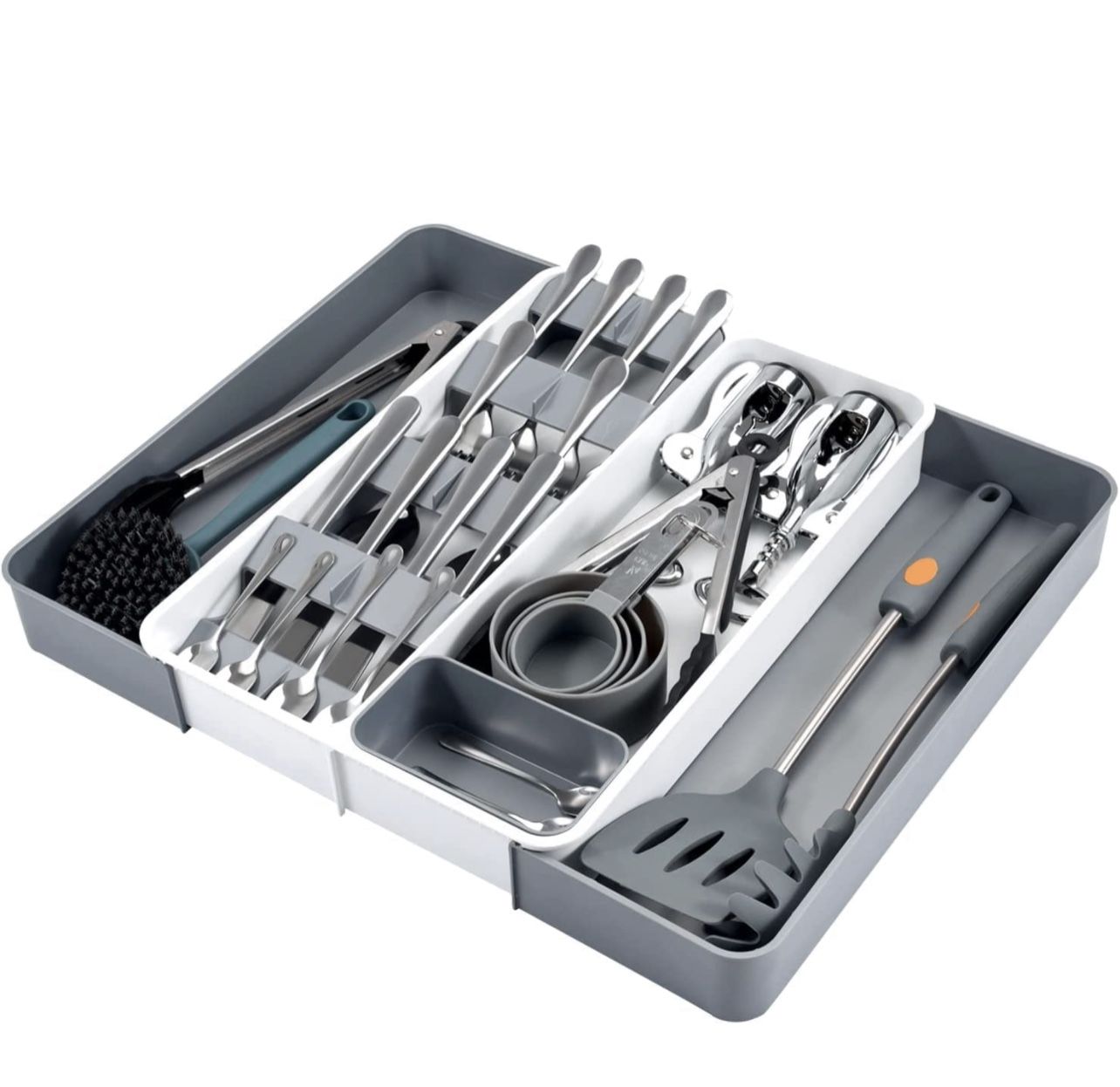 Expandable Silverware Drawer Organizer,Adjustable Kitchen Drawer Organizer with 8 Compartments,Compact Utensil Organizer,Multi-Purpose Cutlery Organiz