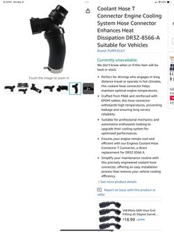 Coolant Hose T Connector Engine Cooling System Hose Connector Enhances Heat Dissipation DR3Z-8566-A Suitable for Vehicles