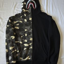 BAPE Shark Black And Camo Zip Up Hoodie 