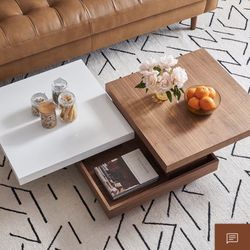 Modern Castlery Andre Coffee Table - Walnut & White - Excellent Condition 