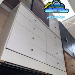 Eight Drawer White With Rails Dresser New Comoda 