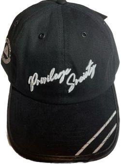 Privilege Society Leather & Suede Limited Dad Hat Strap Back Cap Black  / White