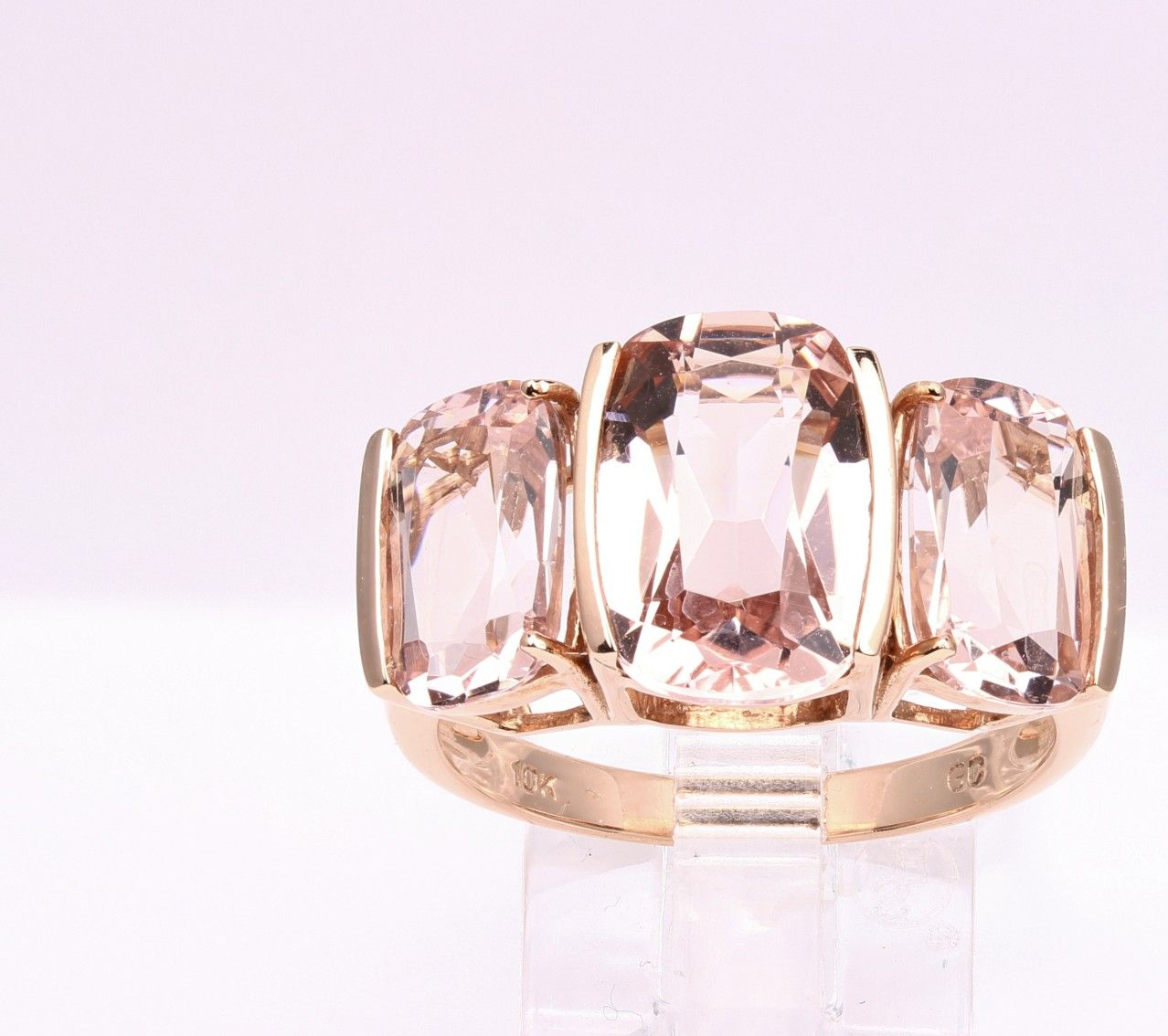 10k Cor-de-Rosa Morganite Ring Rose Gold 6 ctw 12x9 2 at 10x7 SZ 8 w 5 g