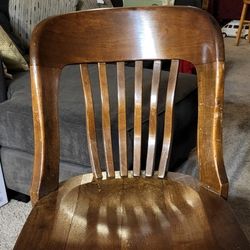 Antique Wood Bankers Swivel Chair