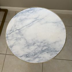 3 Legged Gold And Marble Design Accent Or Side Table 