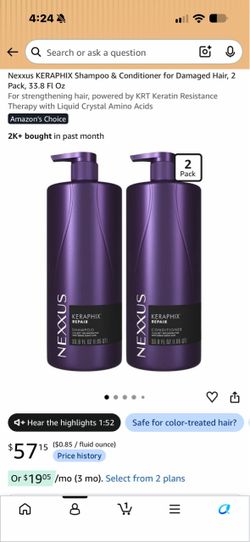 Nexxus KERAPHIX Shampoo & Conditioner for Damaged Hair, 2 Pack, 33.8 Fl Oz