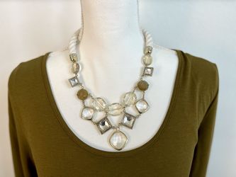 Ann Taylor LOFT Rope and Gemstone Statement Necklace