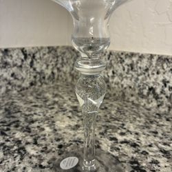 2 Glass Crystal Candlesticks 