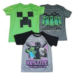 Minecraft short sleeve t shirts boys size 10/12 large green/gray/black 