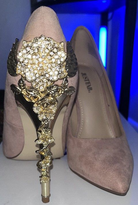 Gold ROSE Heel Pumps
