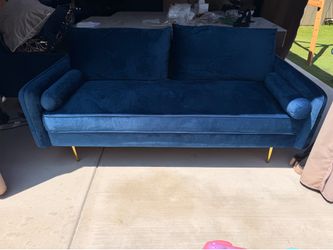 Modway Revive Performance Velvet Sofa in Navy