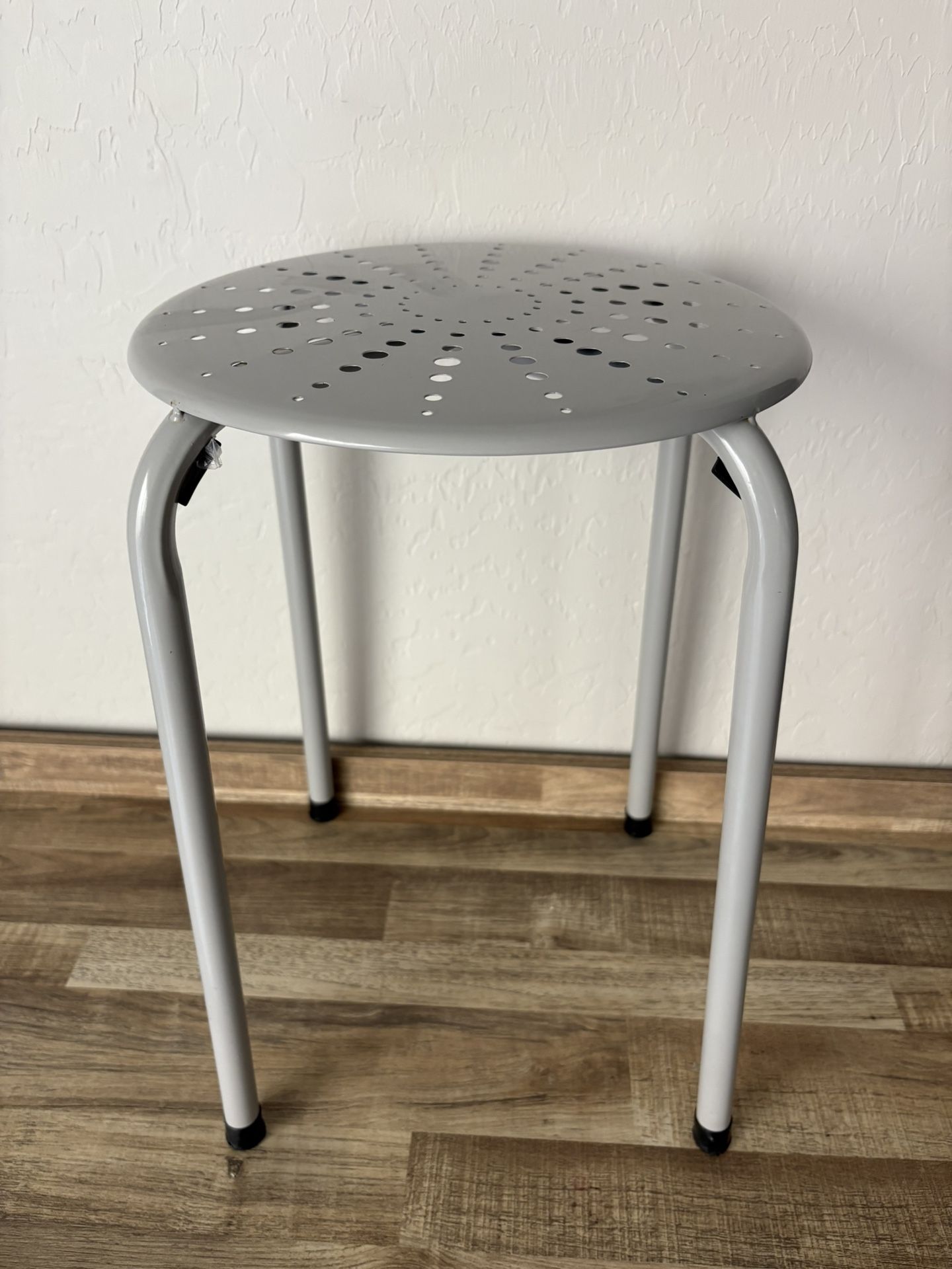  Metal Stool Set Daisy Backless Round Top- Gray