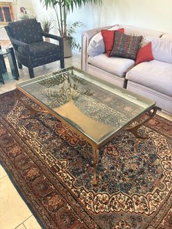 Glass Top Coffee Table with Gold Metal Base