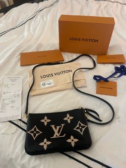 Louis Vuitton Double Zip Pochett Black and Biege