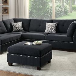 Black Sectional & Ottoman 