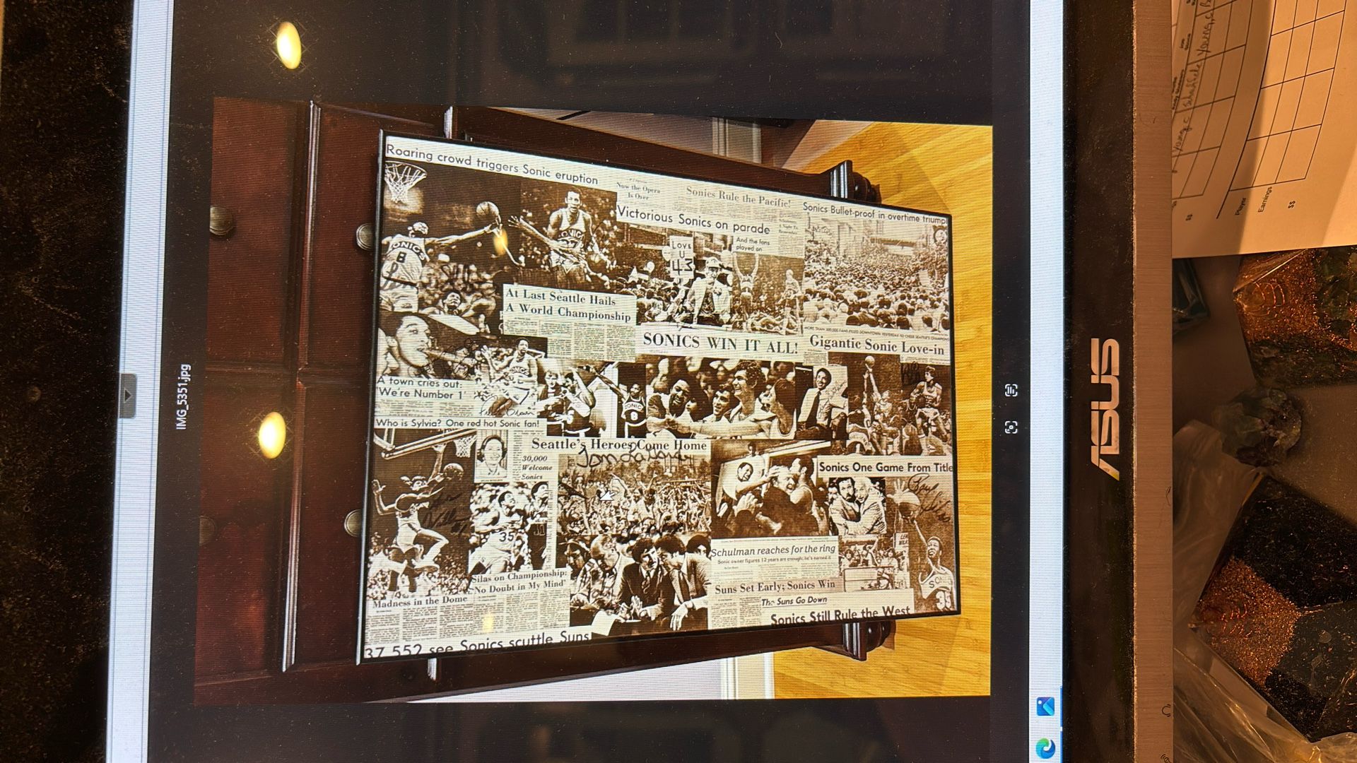1979 Seattle Supersonics Autographed Collage Out Of Coliseum Locker Room