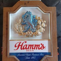 Vintage Hamm's Beer sign man cave wall hanging plastic NON light up