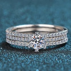 Solid Sterling Silver 925 Moissanite Dainty Ring Size 6, 7 And 8
