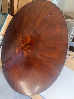 72 inch round Dining room table needs some wax to re-seal on some parts but very heavy solid wood need 2-3 people to carry table