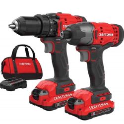 Brand new never been used CRAFTSMAN V20 MAX Cordless Drill and Impact Driver, Power Tool Combo Kit with 2 Batteries and Charger