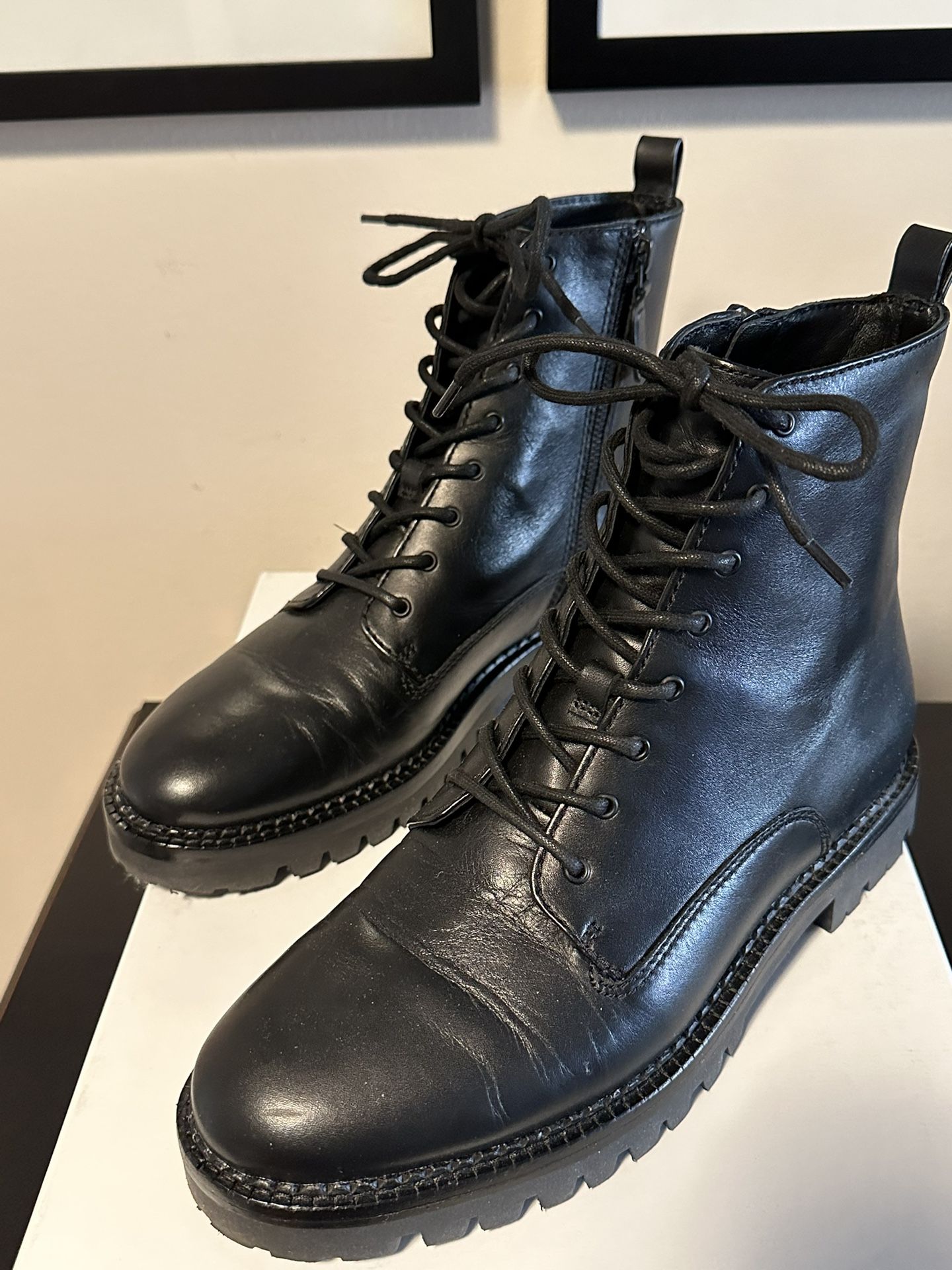 Vince cabria leather sales combat boots