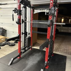 PRO SERIES Ultimate 3-1 Half Rack Functional Trainer w/Smith Machine Bar | 400lb Stack | Gym Equipment | Fitness | Commercial | Squat Rack 