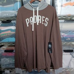 San Diego Padres 47 Brand Men's Domino Hoodie Tee Expresso
