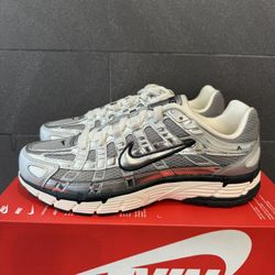 Nike P-6000 Metallic Silver Sail Black Men's Size 8.5 Sneakers CN0149-001